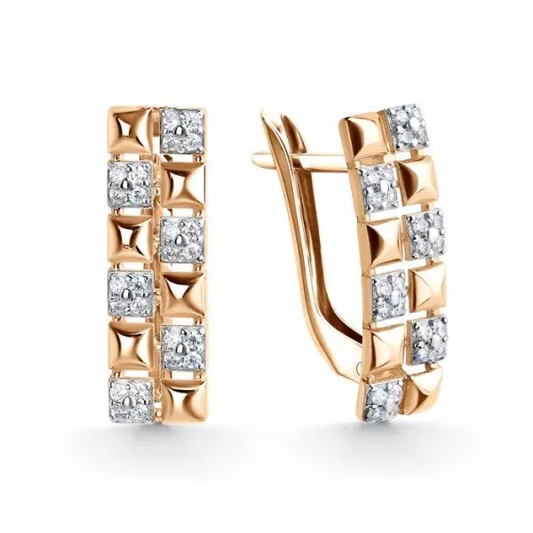 Серьги с английским замком из красного золота