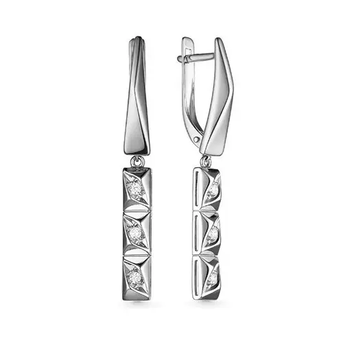 Серьги подвесные из белого золота