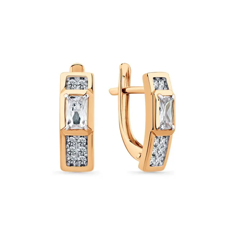 Серьги с английским замком из красного золота