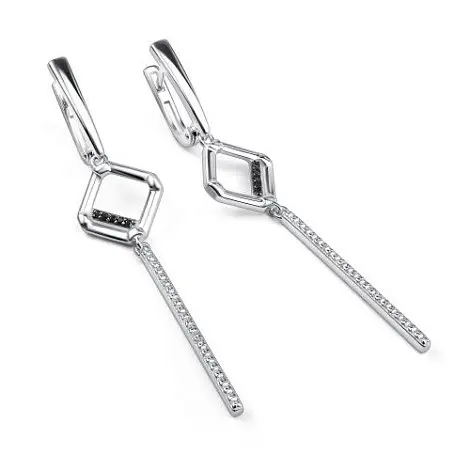 Серьги подвесные из серебра вид 1