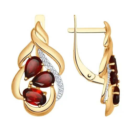 Серьги с английским замком из красного золота