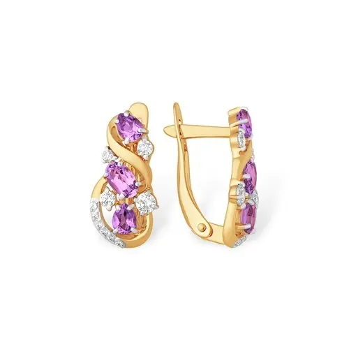 Серьги с английским замком из красного золота