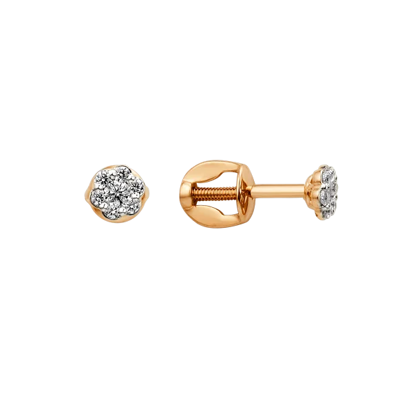 Серьги пуссеты из красного золота