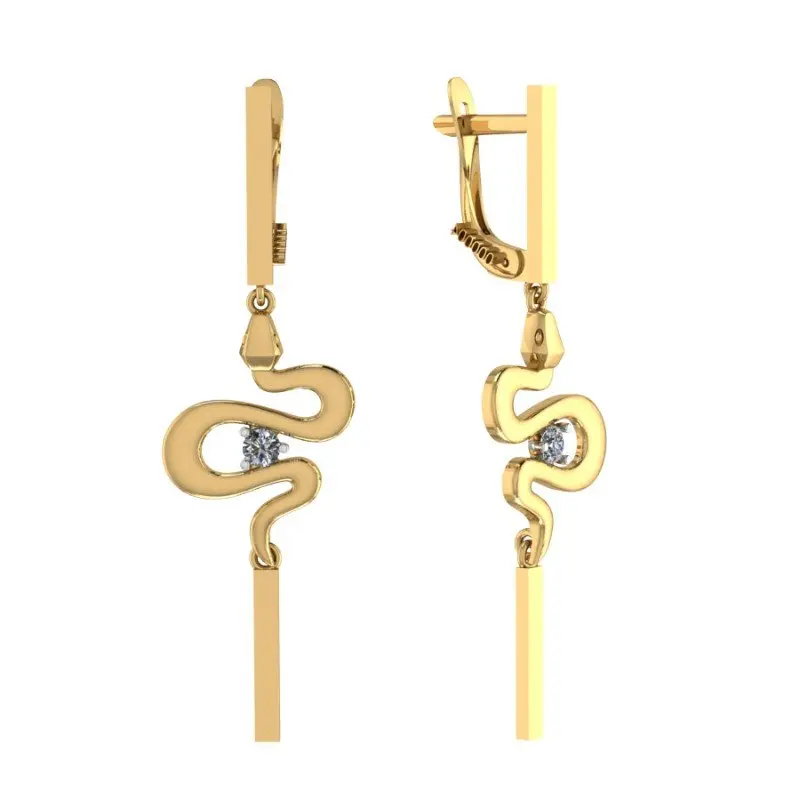 Серьги подвесные из красного золота