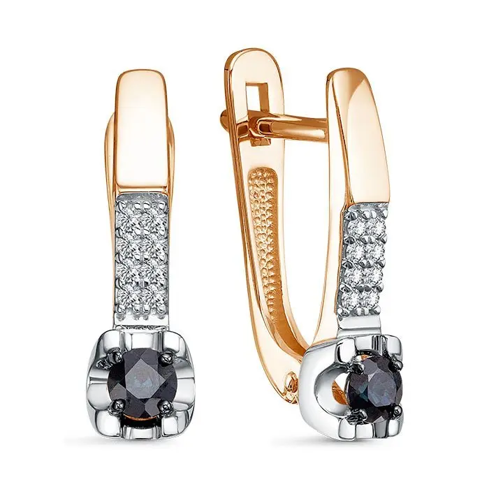 Серьги с английским замком из комбинированного золота