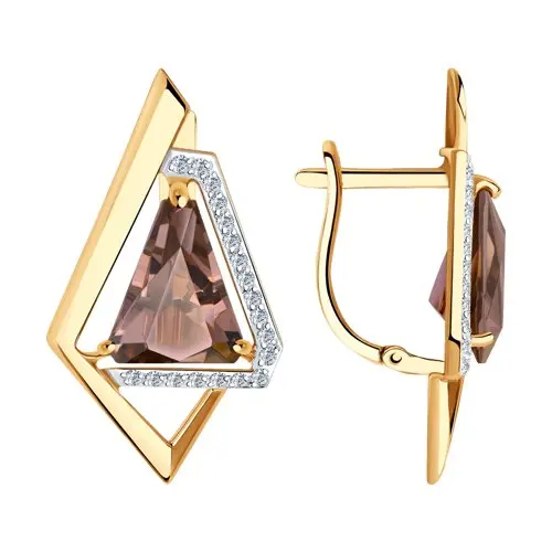 Серьги с английским замком из красного золота