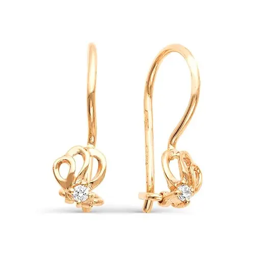 Серьги детские из красного золота