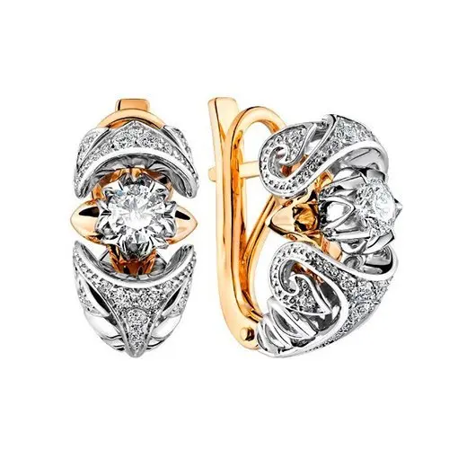 Серьги с английским замком из комбинированного золота