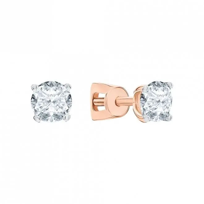 Серьги пуссеты из белого золота