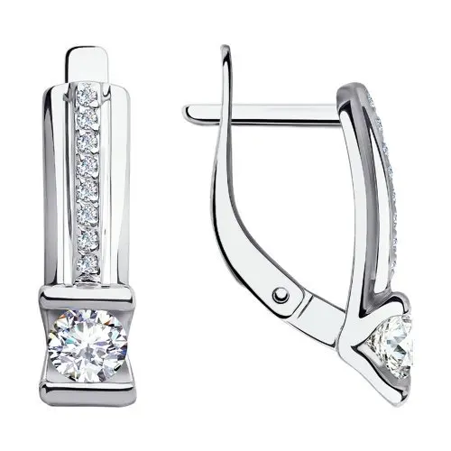 Серьги с английским замком из белого золота