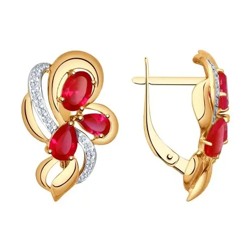 Серьги с английским замком из красного золота