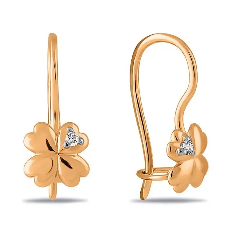 Серьги детские из красного золота