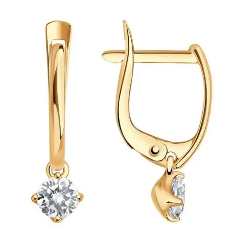 Серьги подвесные из красного золота