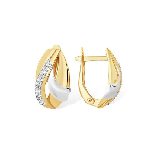 Серьги с английским замком из комбинированного золота