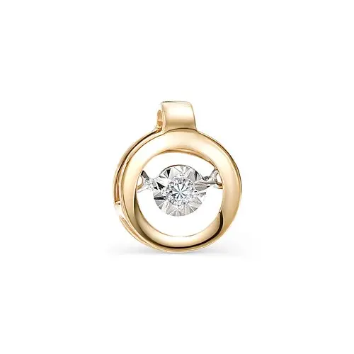 Подвеска бегунок из красного золота с бриллиантами