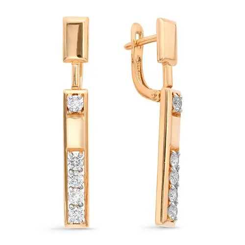 Серьги подвесные из белого золота