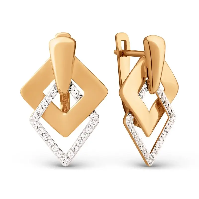 Серьги с английским замком из красного золота