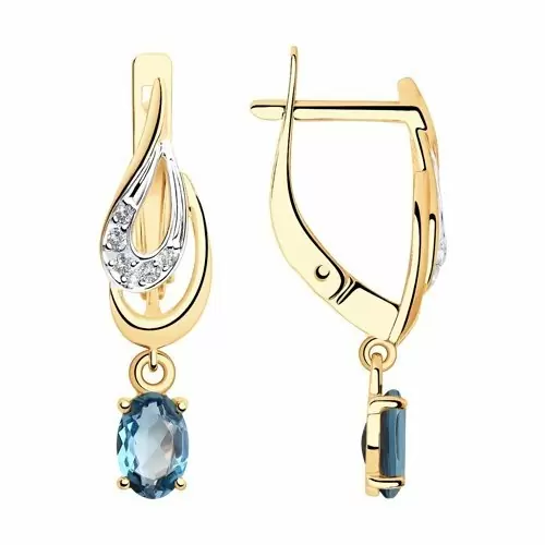 Серьги подвесные из красного золота