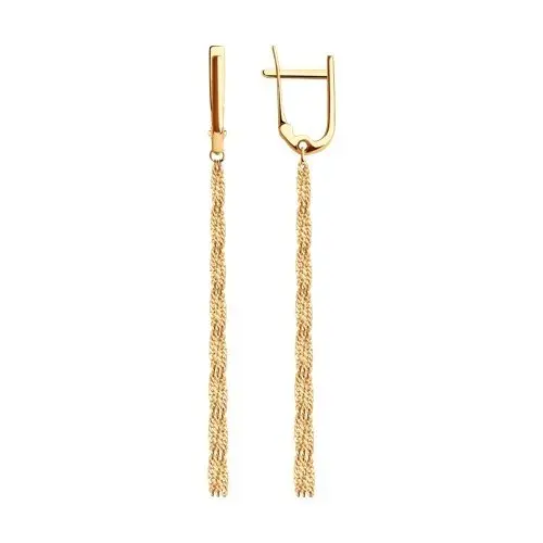 Серьги подвесные из красного золота