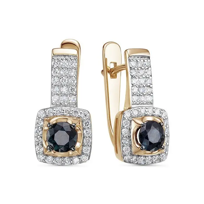 Серьги с английским замком из комбинированного золота