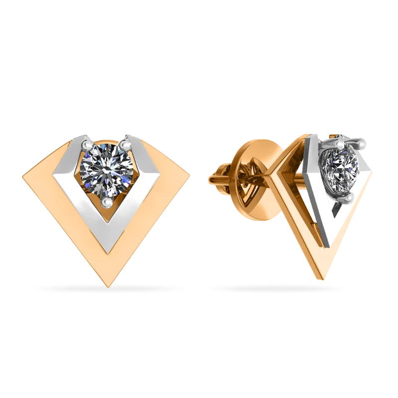 Серьги пуссеты из комбинированного золота