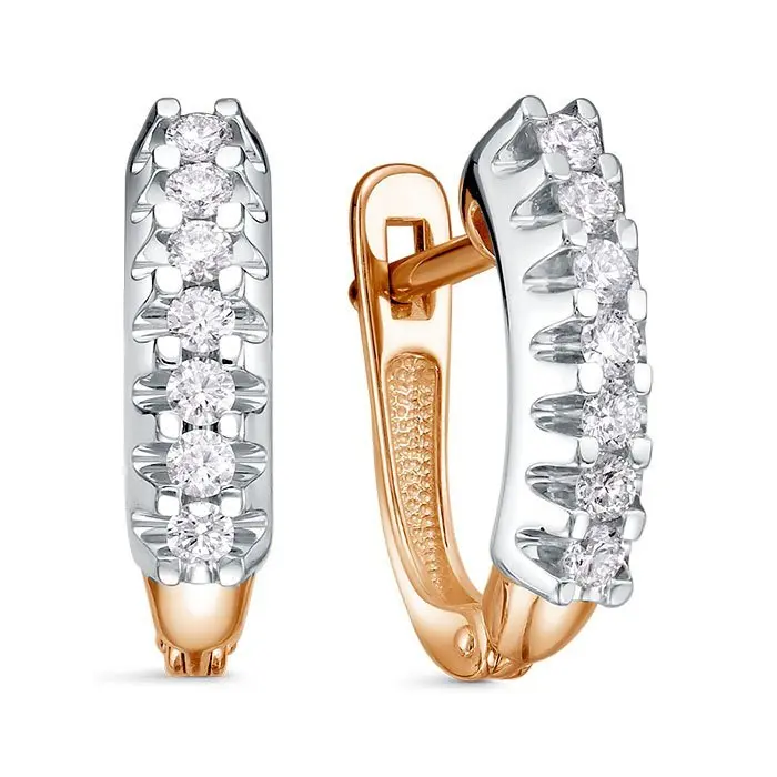 Серьги с английским замком из красного золота