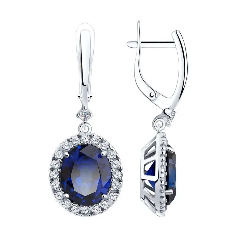 Серьги подвесные из серебра