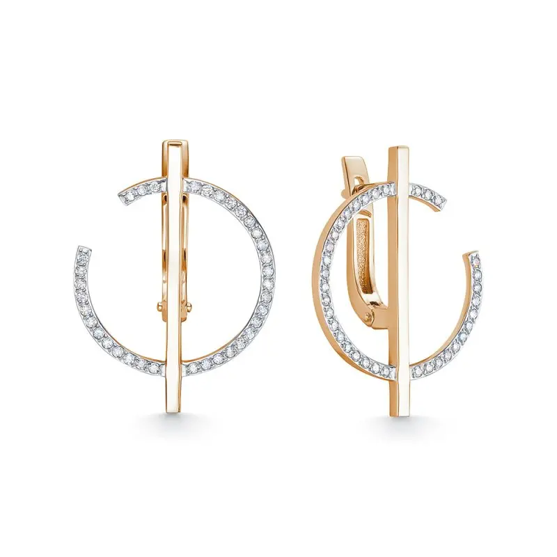 Серьги с английским замком из комбинированного золота