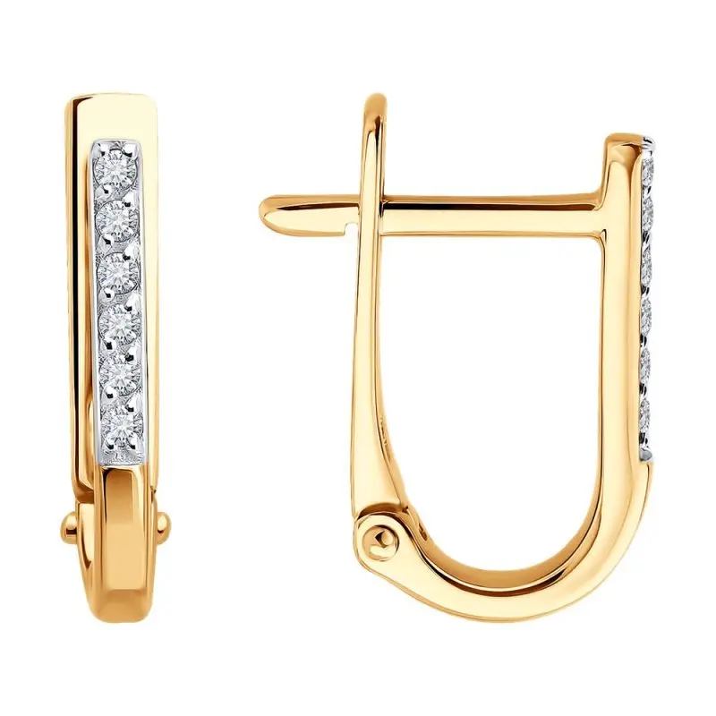 Серьги с английским замком из красного золота