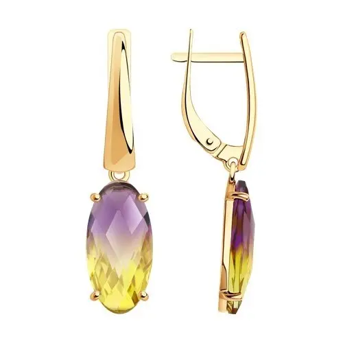 Серьги подвесные из красного золота