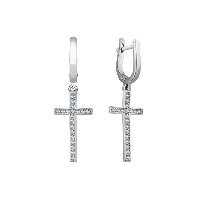 Серьги подвесные из серебра