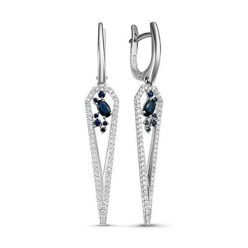 Серьги подвесные из белого золота