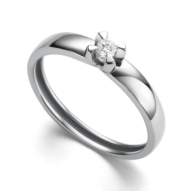 Кольцо помолвочное из белого золота