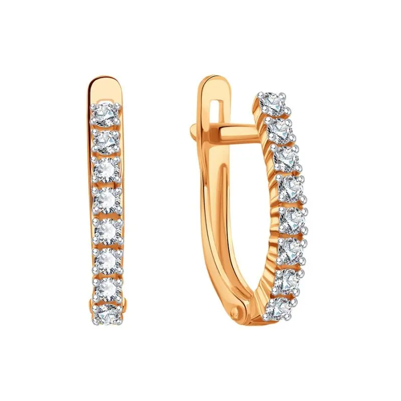 Серьги с английским замком из красного золота