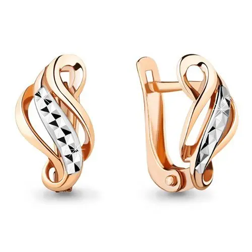 Серьги с английским замком из комбинированного золота