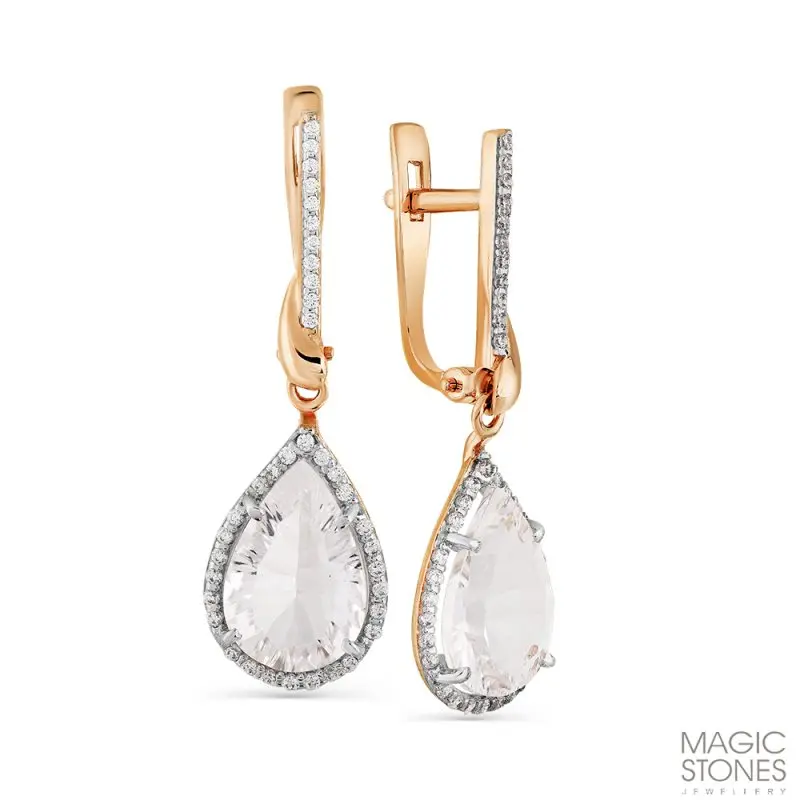 Серьги подвесные из красного золота