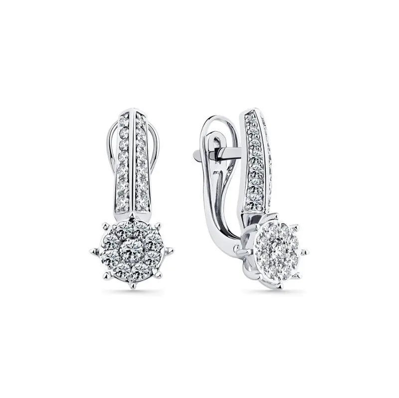 Серьги с английским замком из белого золота