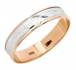 Кольцо обручальное из комбинированного золота