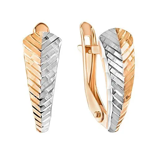 Серьги с английским замком из комбинированного золота