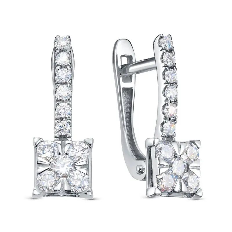 Серьги с английским замком из белого золота