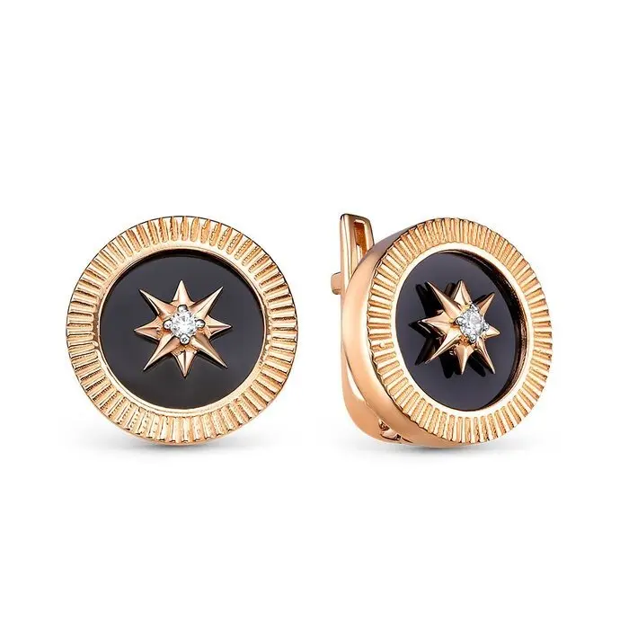 Серьги пуссеты из красного золота