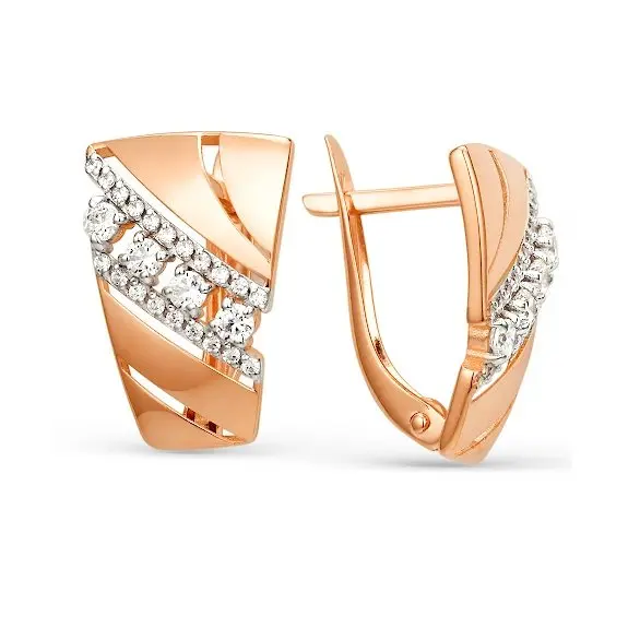 Серьги с английским замком из красного золота