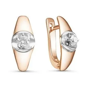 Серьги с английским замком из комбинированного золота