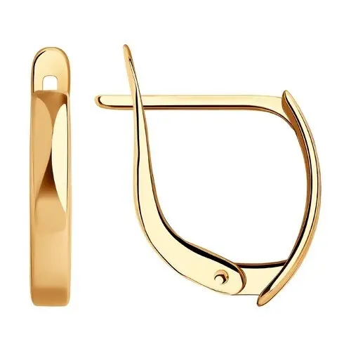 Серьги с английским замком из красного золота