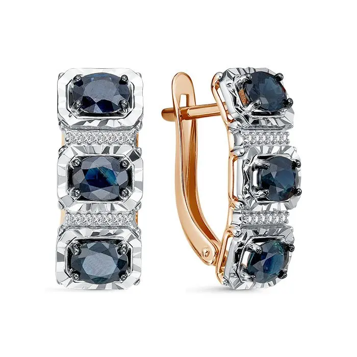 Серьги с английским замком из комбинированного золота