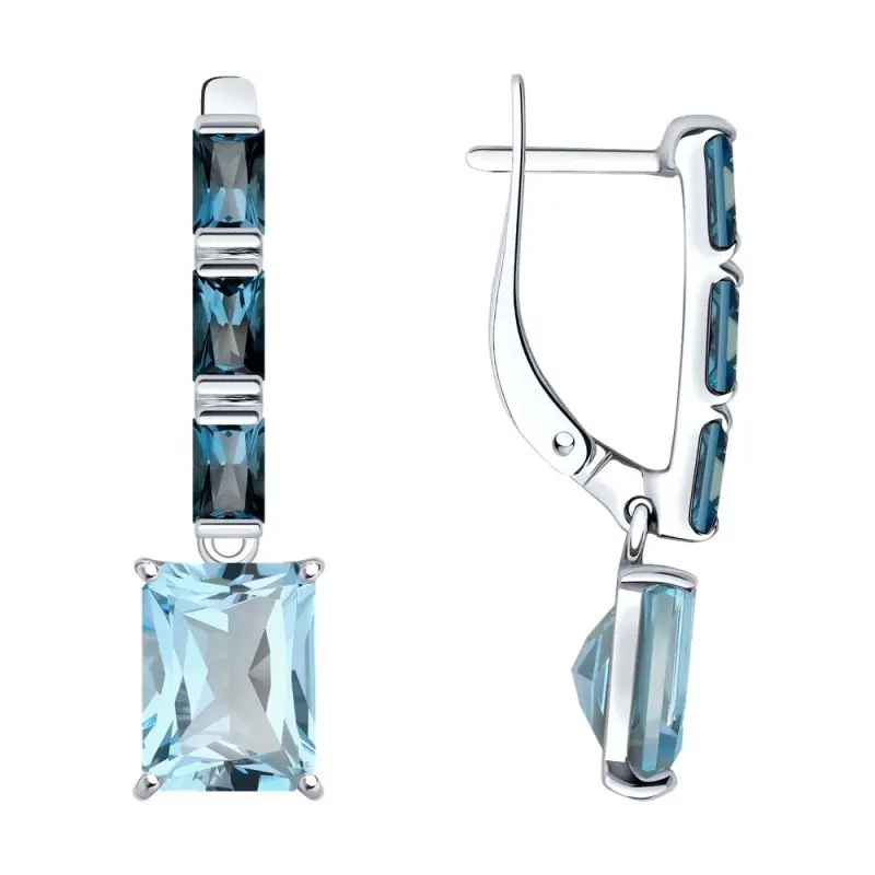 Серьги подвесные из белого золота