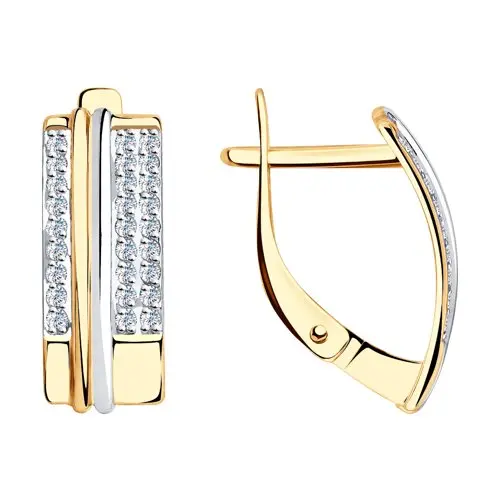 Серьги с английским замком из комбинированного золота