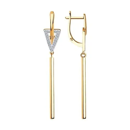 Серьги подвесные из комбинированного золота