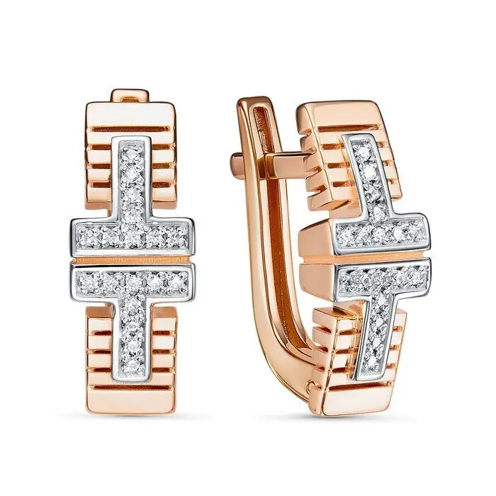 Серьги с английским замком из комбинированного золота