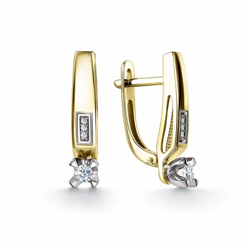 Серьги с английским замком из желтого золота